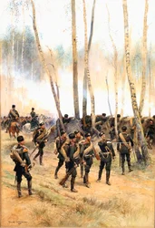 Soldado en el frente, 1885