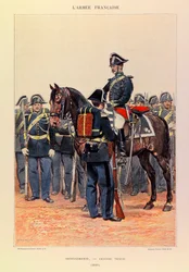 Tipos y uniformes del Ejército Francés del Capitán Jules Richard, ilustrado por Edouard Detaille (1848-1912): Gendarmería en gran atuendo en 1887, colección parcial