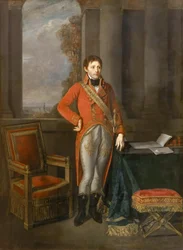 Napoleón Bonaparte como Primer Cónsul ante una vista de Amberes