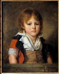 Retrato de Edouard Bertin niño, pintor y periodista. Pintura de Jean Baptiste Greuze siglo XVIII Dim. 0,46x0,36 m
