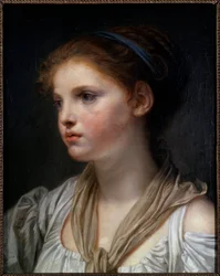 Retrato de una niña con cinta azul
