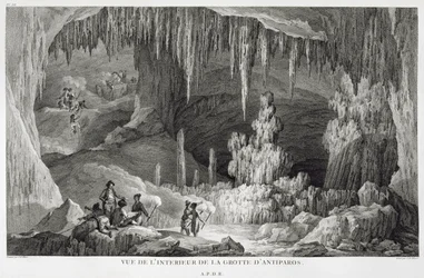Vista del Interior de la Gruta de Antiparos, grabado por Jean Baptiste Tillard (1740-1813)