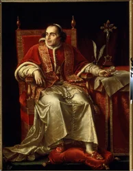 Retrato del Papa Pío VII (1742-1823) (Retrato del Papa Pío VII). Pintura de Jean Baptiste Joseph Wicar (1762-1834). Óleo sobre tela