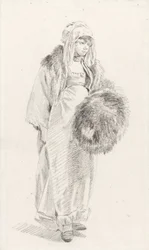 Mujer rusa con manguito de piel, entre 1758 y 1761