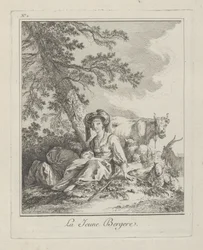 La joven pastora, lámina dos de Divers Habillements des Peuples du Nord, 1765