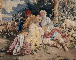 Danza, telón de juegos rusos, (detalle) del laudista a la derecha