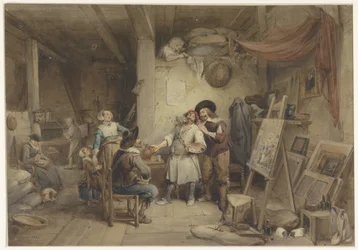 Adriaen Brouwer con su alumno J. van Craesbeek