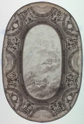 Dibujo, Proyecto para la decoración pintada del techo de un salón (Techo oval pintado), 1761