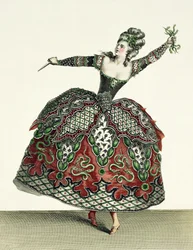 Disfraz de una Furia en Ifigenia en Tauris y varias otras óperas, grabado por René Gaillard (c.1710-90) c.1780
