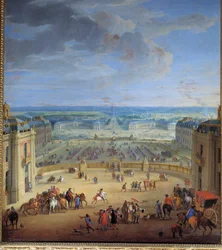 Las caballerizas vistas desde el castillo de Versalles, tomadas desde el patio de mármol, Françoise d