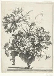 Florero de cristal con flores Jarrones con flores (título de la serie)