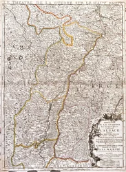 Mapa de Alsacia (Francia) (Grabado)