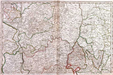 Mapa de Borgoña (Francia) (Grabado)