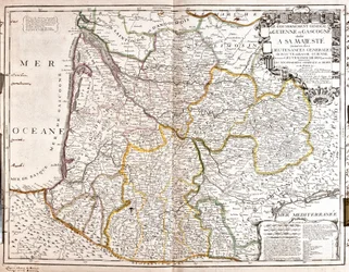 Mapa de Guyena y Gascuña (suroeste de Francia)