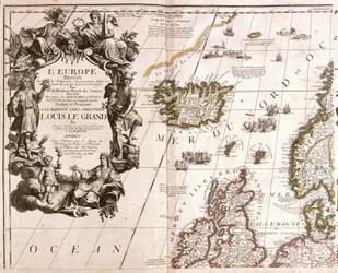 Mapa de Islandia y las Islas Británicas del Norte, en el Mar del Norte