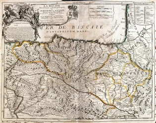 Mapa de la provincia de Vizcaya (España) y el reino de Navarra (Francia)