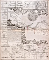 Mapa del Canal du Midi, con sus acueductos