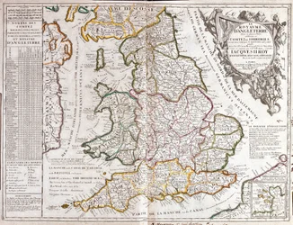Mapa del Reino de Inglaterra, bajo el reinado de Jacobo II