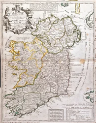 Mapa del Reino de Irlanda, dedicado a María de Este (1658-1718), Reina de Inglaterra, Escocia e Irlanda