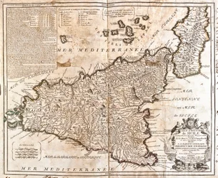 Mapa del Reino de Sicilia (Italia)