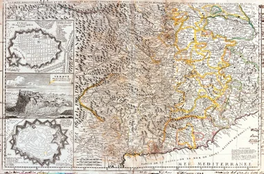 Mapa de los territorios del sur del duque de Saboya, en Italia