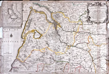 Mapa del área alrededor de Burdeos (Francia) (Grabado)