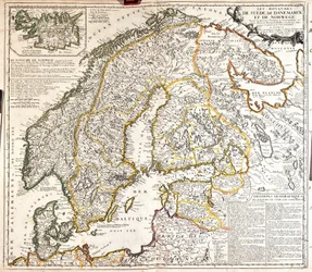 Mapa de los reinos de Noruega, Suecia y Dinamarca