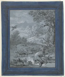El lobo y el cazador / Le Loup et le Chasseur
Ilustraciones para fábulas de Jean de la Fontaine (título de la serie)