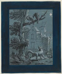 El Zorro y las Gallinas de Turquía: Ilustración para las Fábulas de La Fontaine, 1733