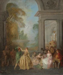 Bailarines en un pabellón, 1720s