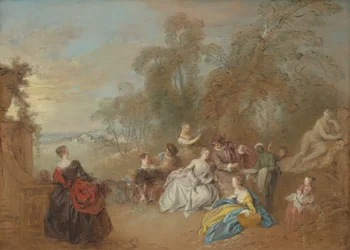 En la terraza, c. 1730-1735
