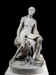 François-Marie Arouet conocido como Voltaire desnudo (1694-1778) Escultura de mármol de Jean-Baptiste Pigalle (1714-1785) 1776. París, Museo del Louvre
