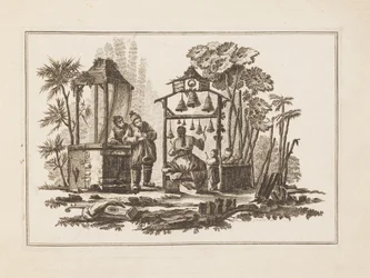 Figura tocando campanas, de "Nouveau Cahier de Six Feuilles De Différents Sujets Chinois Historiés"