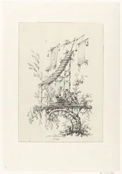 Composición ornamental en estilo chinoiserie. Diseños ornamentales en estilo chinoiserie para Deuxième Cahier de six Baraques Chinoises (título de la serie)