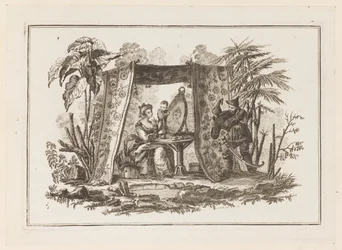 Mujeres mirando en el espejo, de "Nuevo cuaderno de seis hojas de diferentes temas chinos históricos"