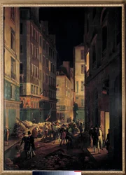 Episodio de la revolución de 1830, día de julio, Luis Felipe, Duque de Orleans, llegando al Palais-Royal la noche del 30 de julio de 1830