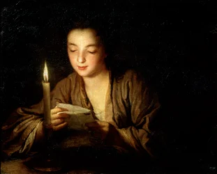 Muchacha con una vela, finales del siglo XVII o principios del XVIII.
