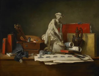 En francés:  Nature morte aver des attributs des Arts Los atributos de las artes y las recompensas que se les atribuyen