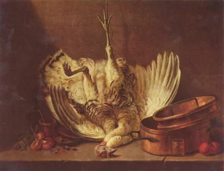 Bodegón con pavo colgado