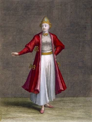 Una muchacha búlgara, lámina 83 de «Colección de cien estampas que representan las diferentes naciones del Levante» de Charles de Ferriol, grabada por Jean-Baptiste Haussard (activo 1679-1749), 1707-08