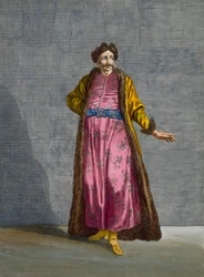 Un caballero valaco, lámina 80 de «Colección de cien estampas que representan las diferentes naciones del Levante» de Charles de Ferriol, grabada por B. Baron, 1707-08