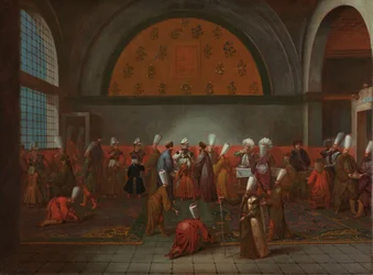 La comida en honor del embajador Cornelis Calkoen
La comida ofrecida al embajador Cornelis Calkoen por el Gran Visir en nombre del sultán Ahmed III, 14 de septiembre de 1727