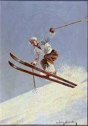 Un esquiador, c.1930 (óleo sobre lienzo)
