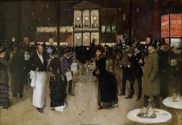 El bulevar Montmartre, la noche, frente al teatro de las Variedades, ca. 1885
