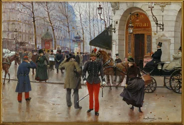 El Boulevard des Capucines y el Theatre du Vaudeville, París (pintura sobre lienzo)