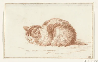 Gato reclinado, izquierda
