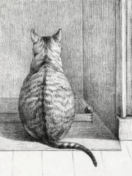 Gato sentado, visto desde atrás (1812)
