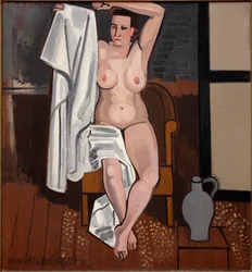 Desnudo con sábana blanca