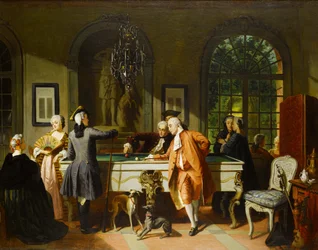 El juego de billar, mediados del siglo XIX