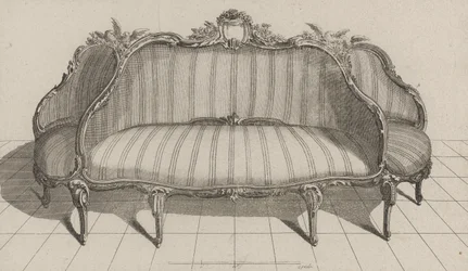 Canapé à Jouë dans le gout Pictoresque, publicado a mediados de la década de 1770 (grabado en papel verjurado)